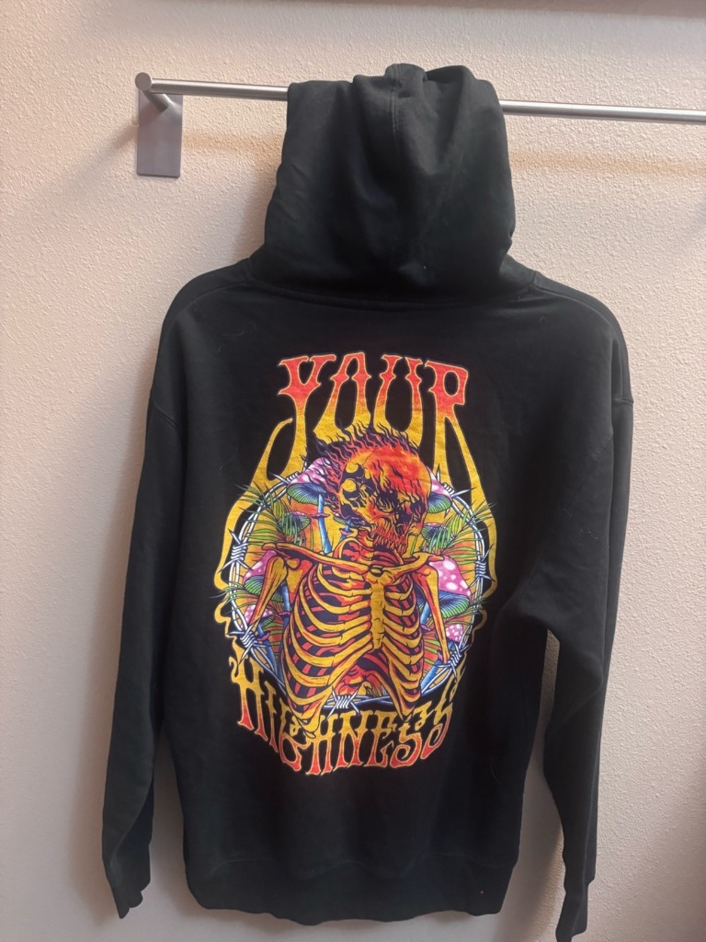 Your Highness Consciousness Hoodie Skull on Fire Black Sweatshirt Size Medium - Picture 8 of 14